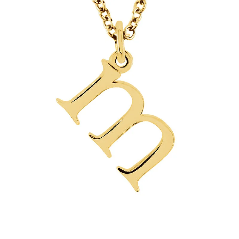 Unique Gemstone Necklace for Special Occasions-The Abbey Lower Case Initial 'm' Necklace in 14k Yellow Gold, 16 Inch