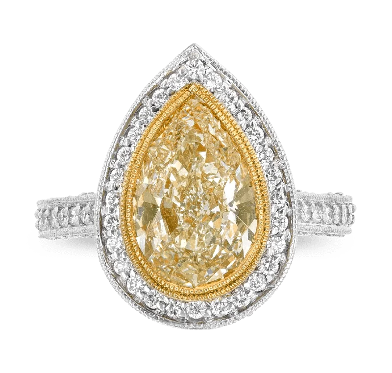 Designer Gold Ring for Engagement-Yellow Diamond Ring, 4.50 carats