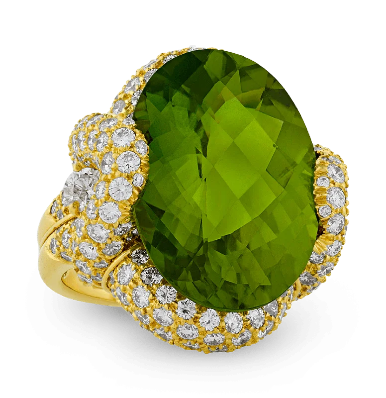 Unique Wedding Ring for Him and Her-Henry Dunay Peridot Ring, 31.90 Carats