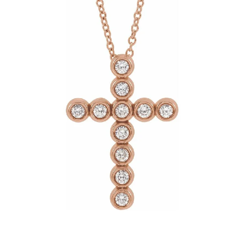 Sapphire Necklace for Evening Wear-14K Yellow, White or Rose Gold 1/4 CTW Diamond Cross Necklace, 16-18in