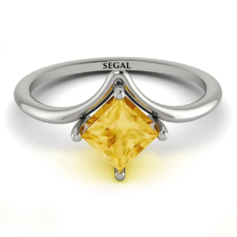 Large Ruby Ring for Women-Minimalist Princess Cut Citrine Engagement Rings - Harmony No. 603