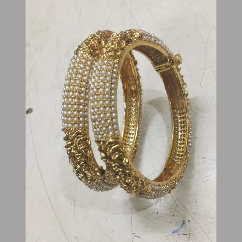 Silver Bangles for Weddings-Niyansh Bangles Gold Plated Bangles Set