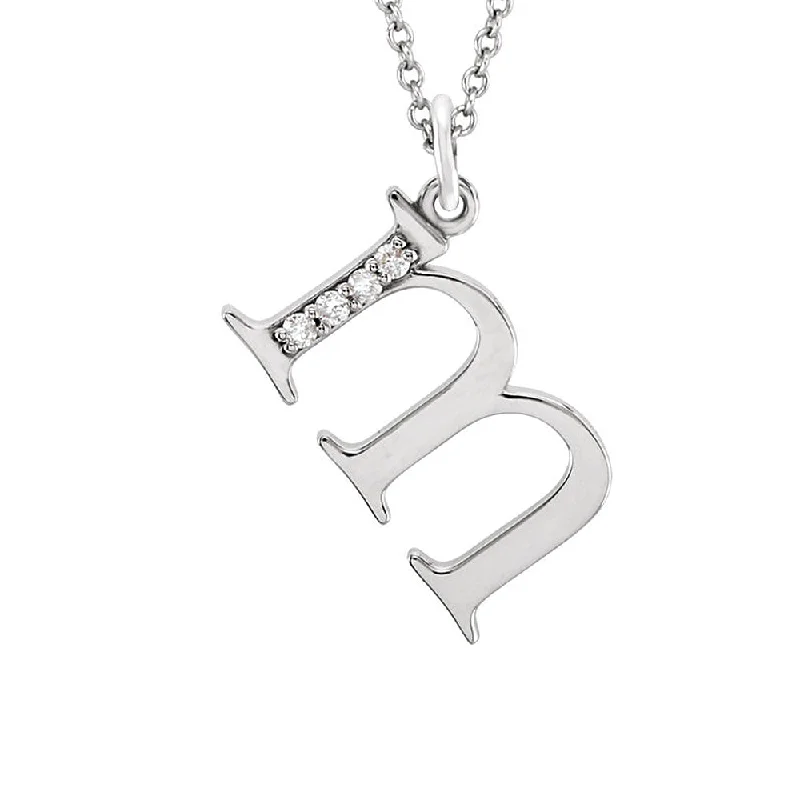 Handcrafted Necklace for Gifts-The Abbey 14k White Gold Diamond Lower Case Initial 'm' Necklace 16 In