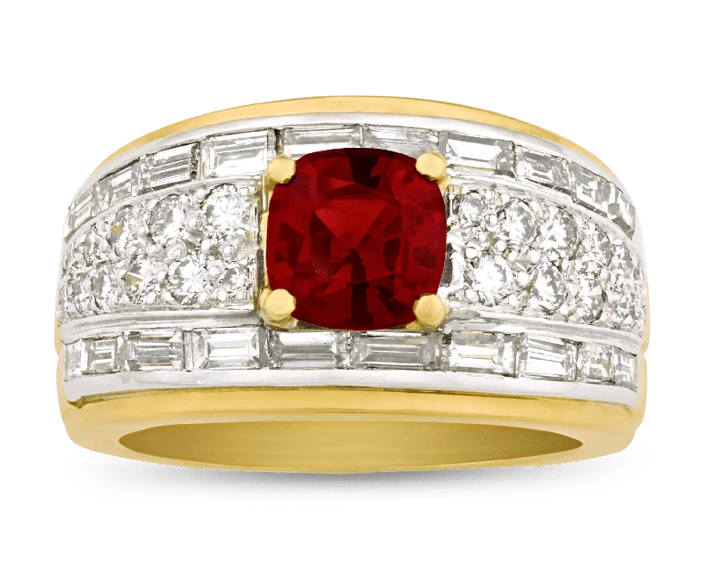 Boho Chic Ring for Casual Wear-David Webb Ruby Ring, 1.46 Carats