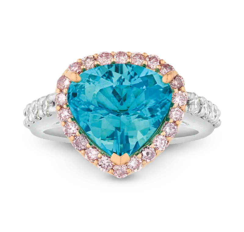 Stylish Wedding Ring Set for Couples-Brazilian Paraiba Ring, 3.73 Carats