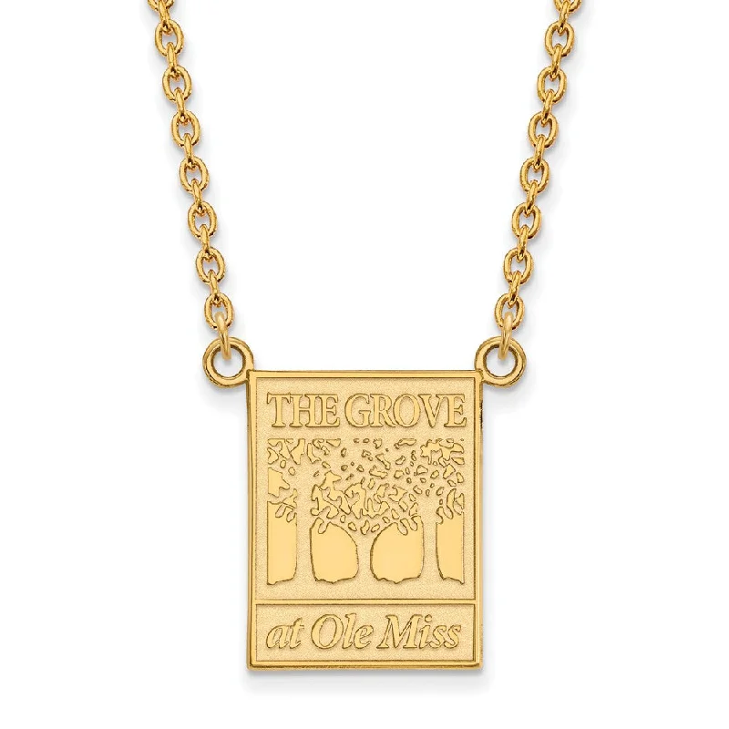 Personalized Family Necklace-10k Yellow Gold U of Mississippi Large Pendant Necklace