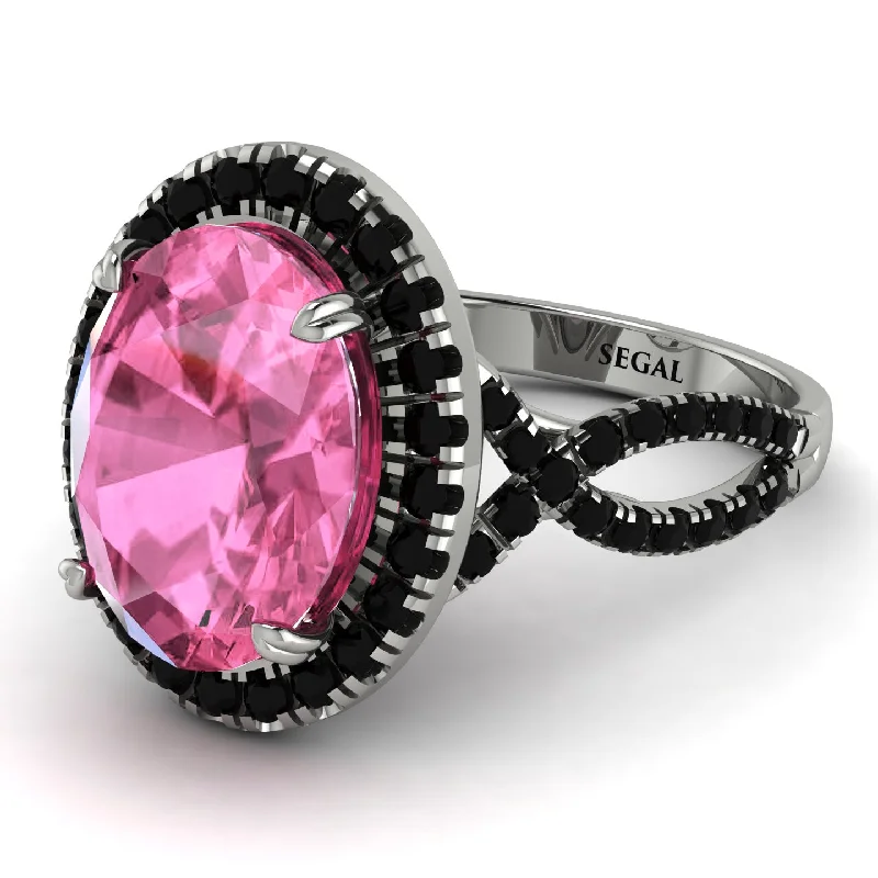 Large Gemstone Ring for Evening Wear-Glamorous Oval Pink Moissanite Ring - Jordyn No. 809