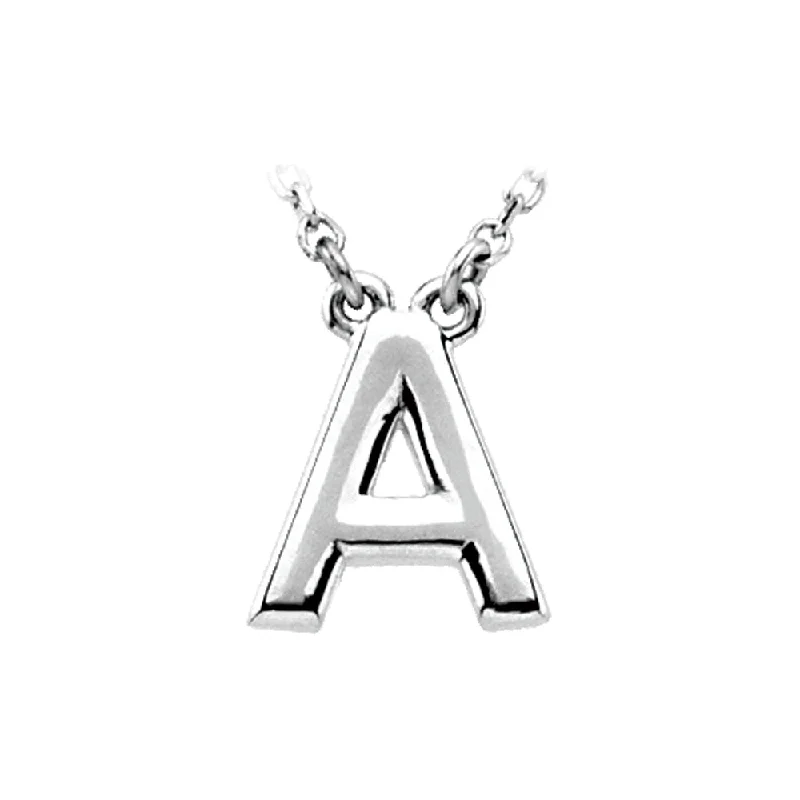 Black Pearl Necklace for Elegant Look-14K White Gold, Kendall Collection, Block Initial A Necklace, 16 Inch