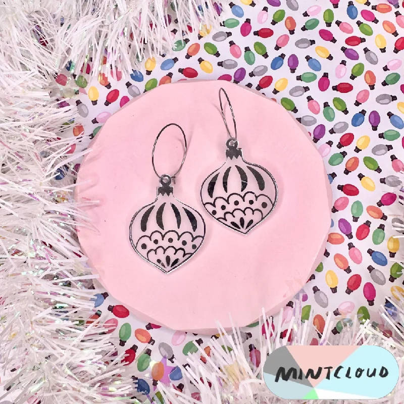 Colorful Tassel Earrings-Mintcloud Christmas Earrings - Traditional Bauble Silver Mirror