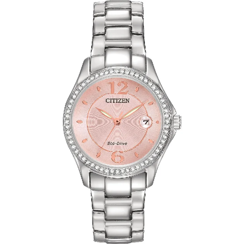 Eco-Friendly Solar Watches for Women-Citizen Eco-Drive Silhouette Crystal FE1140-86X