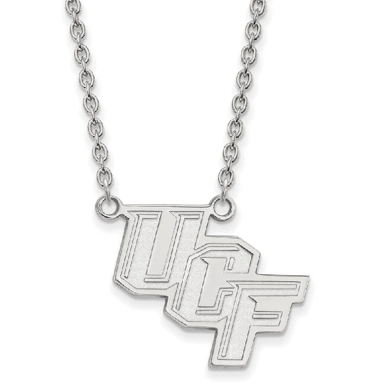 Layered Gold Necklace for Trendy Look-Sterling Silver Central Florida Large 'UCF' Pendant Necklace