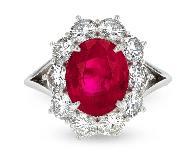 Elegant Silver Ring for Everyday Wear-Burma Ruby Ring, 4.01 Carats