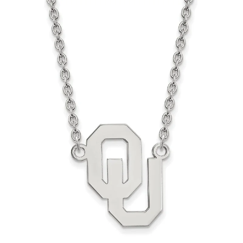 Designer Necklace for Fashion Lovers-Sterling Silver Oklahoma OU Large Pendant Necklace