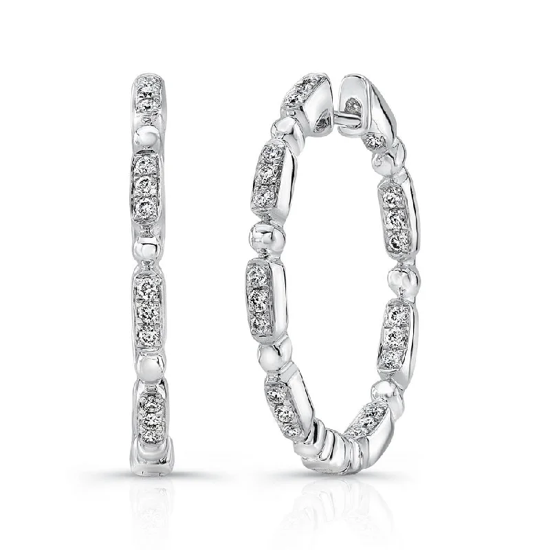 Gorgeous Earrings for Party Nights-Uneek Rodeo Petite Inside-Out Diamond Hoop Earrings