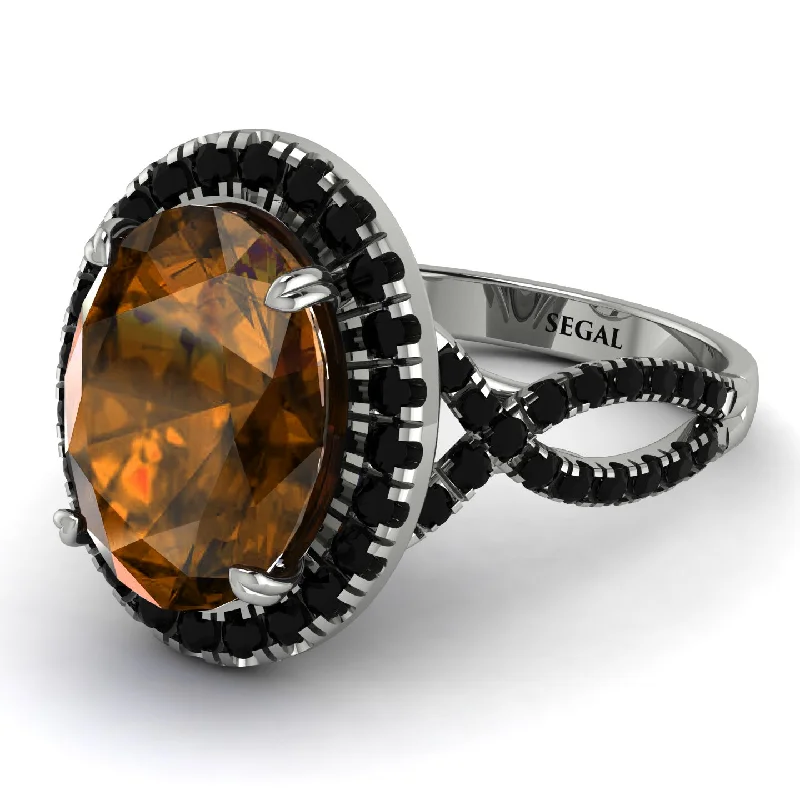 Custom Silver Ring for Special Gifts-Glamorous Oval Brown Diamond Ring - Jordyn No. 1109