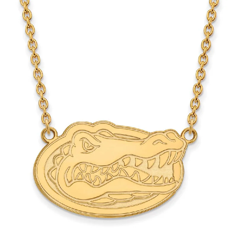 Rose Gold Chain Necklace for Style-14k Gold Plated Silver U of Florida Large Gator Pendant Necklace