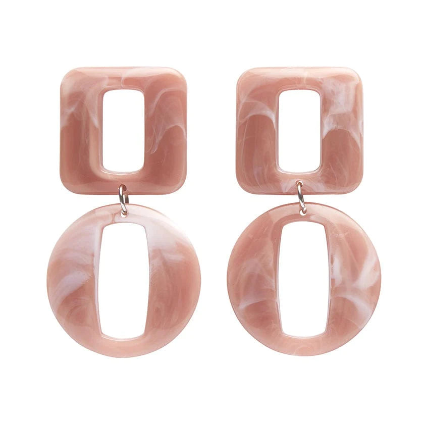 Sparkling Earrings for Bold Fashion-Erstwilder - Statement Marble Chunky Drop Earrings - Pink