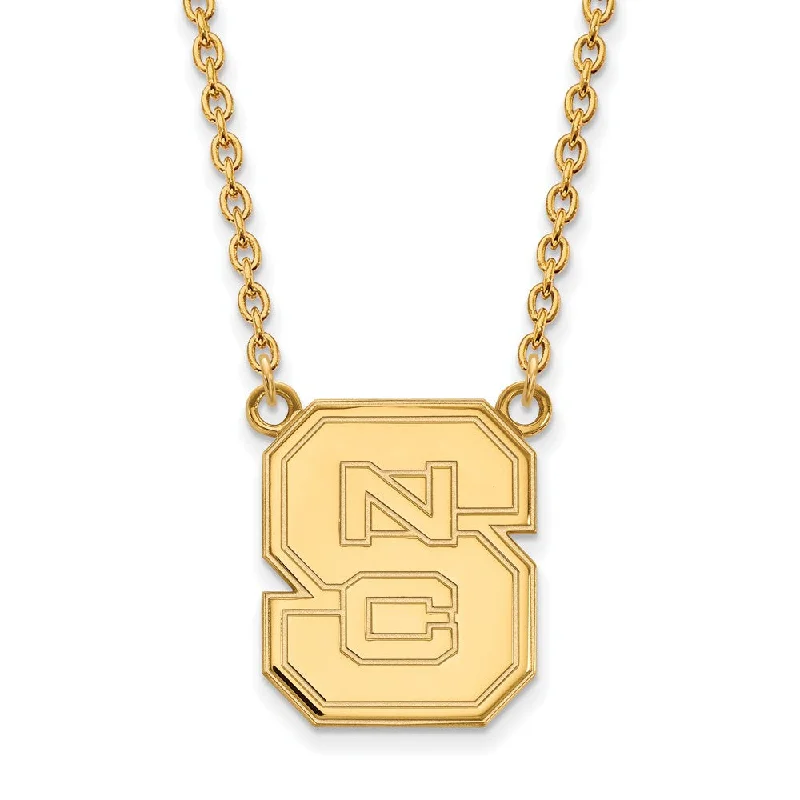 Geometric Necklace for Fashionable Women-10k Yellow Gold North Carolina Large 'NCS' Pendant Necklace