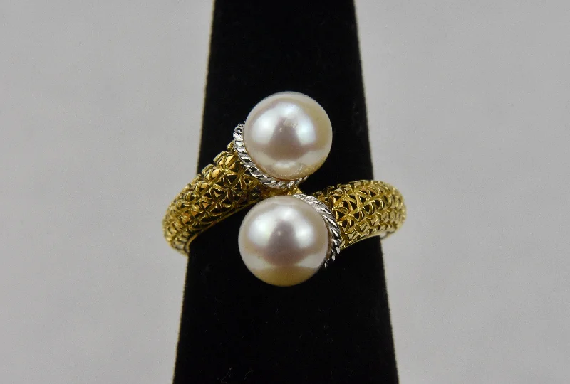 Elegant Rose Gold Ring-Pearl Gold Tone Sterling Silver Ring - Size 5.25