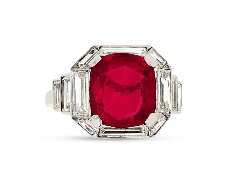 Custom Gold Wedding Ring for Women-Brilliant-Cut Ruby Ring, 3.60 Carats