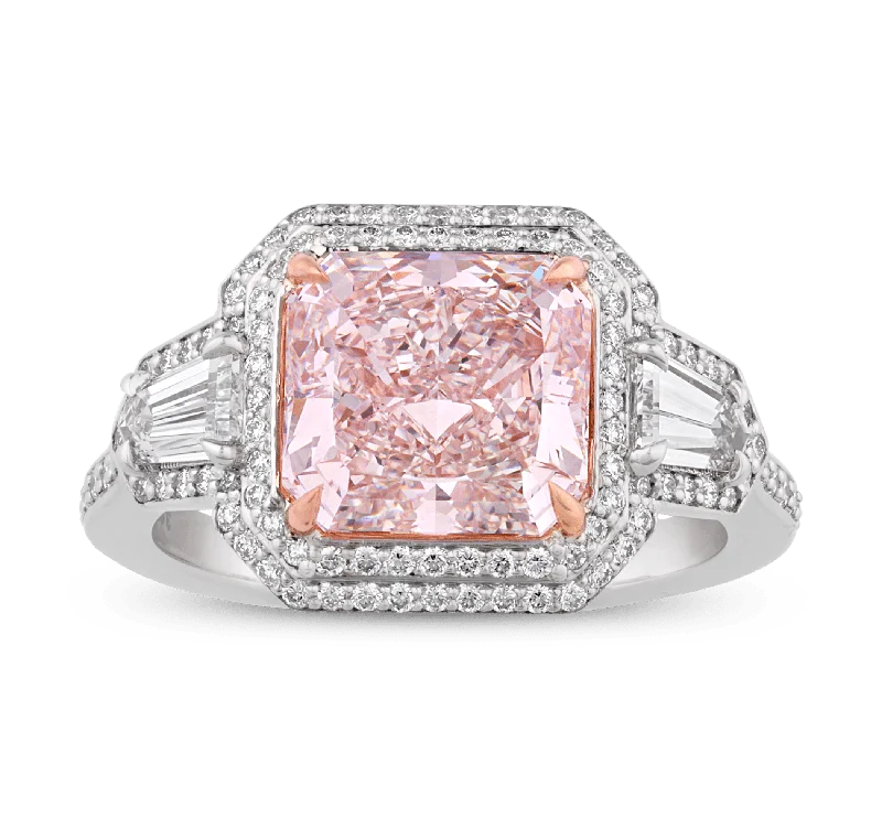 Luxury Ring with Gold and Diamonds-Golconda Fancy Light Pink Diamond Ring, 3.09 Carats