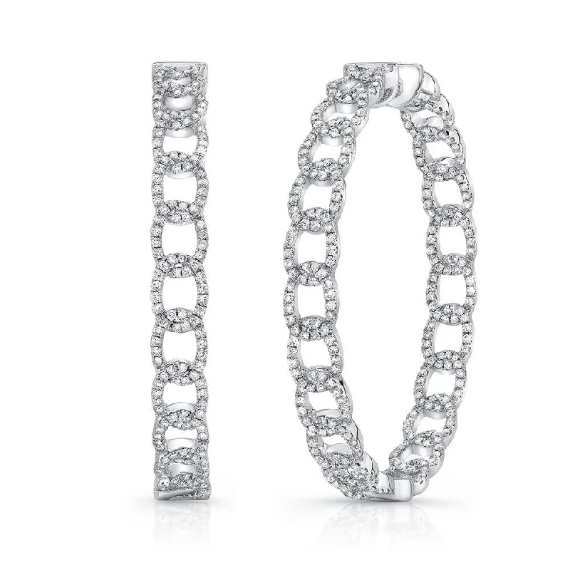 Artistic Earrings for Fashion Lovers-Uneek La Mirada Inside-Out Diamond Hoop Earrings