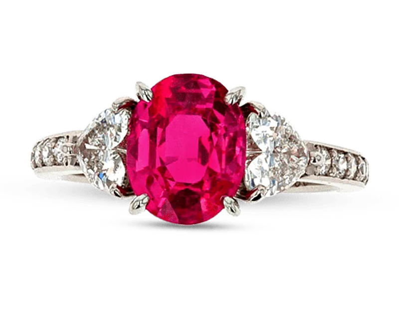 Personalized Engagement Ring with Names-Untreated Burma Pink Sapphire Ring, 2.72 Carats