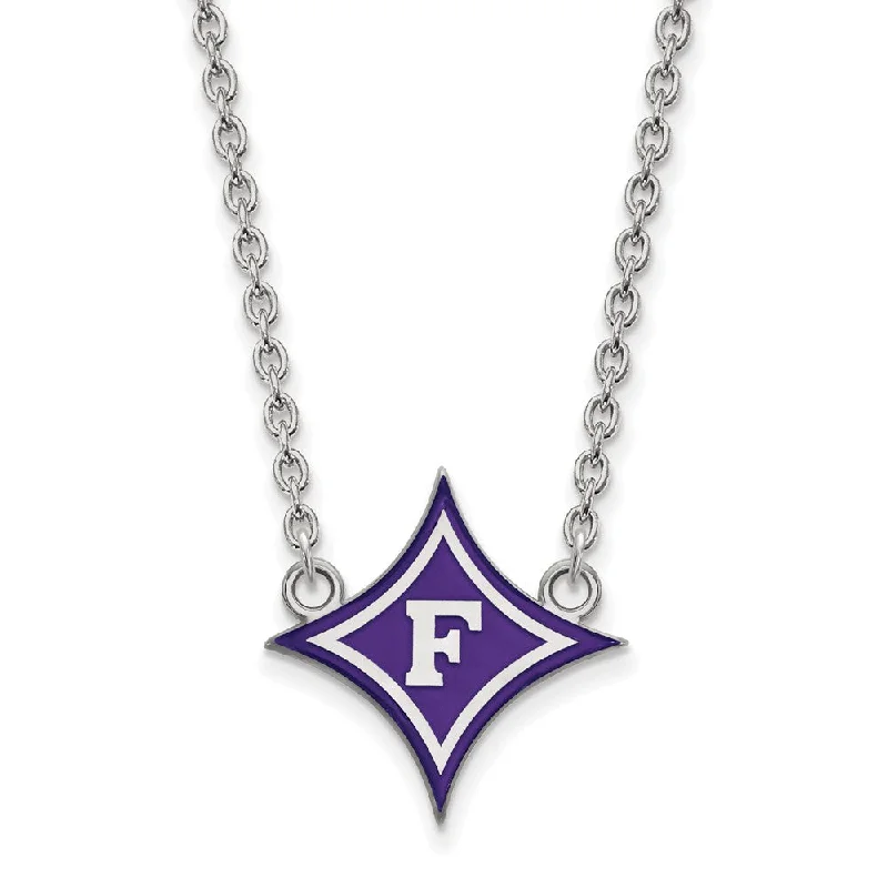 Layered Necklace for Trendy Looks-Sterling Silver Furman U Large Enamel Rhombus 'F' Pendant Necklace