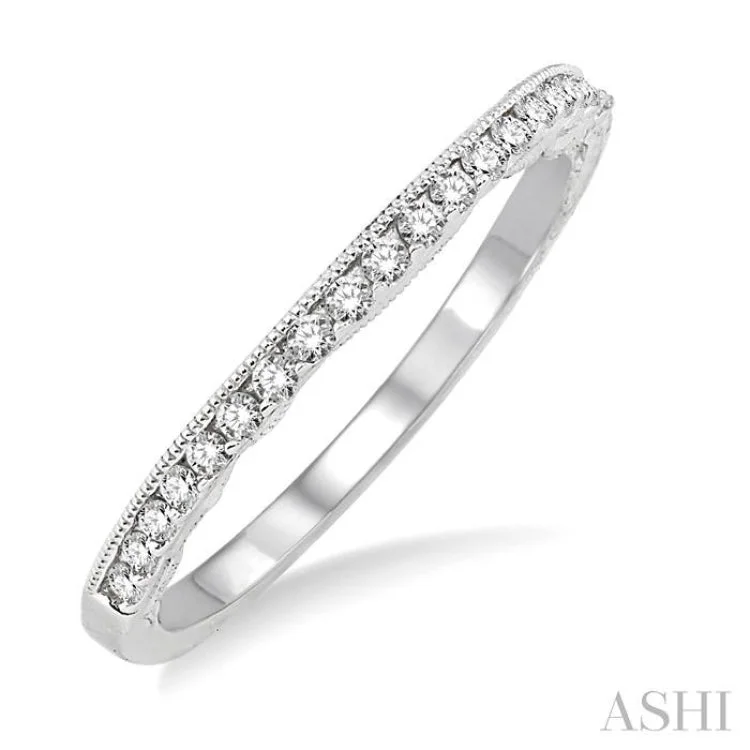 Handcrafted Engagement Ring for Women-1/5 Ctw Round Cut Diamond Wedding Band in 14K White Gold