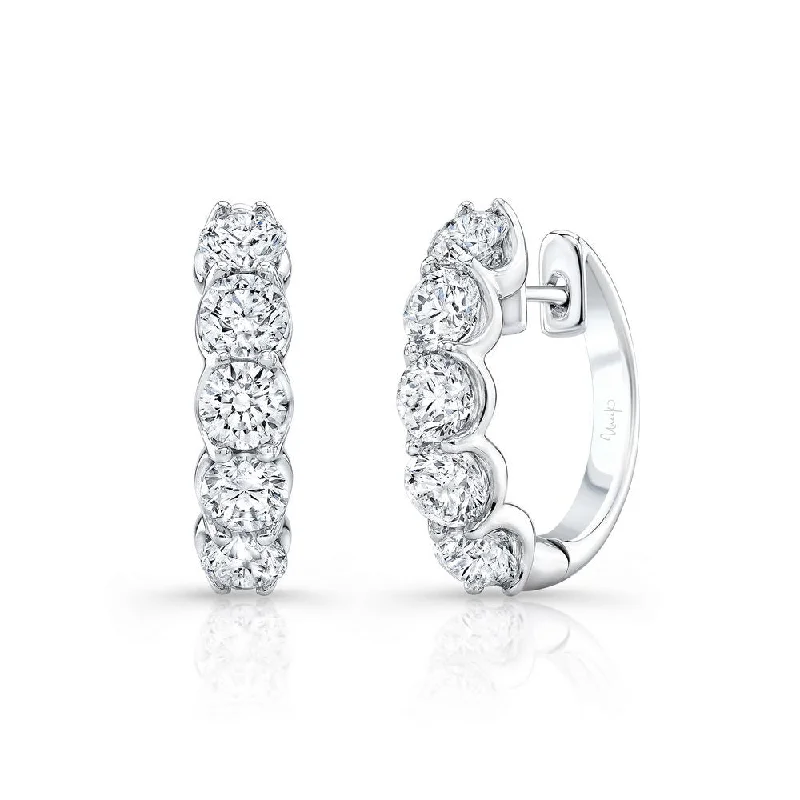 Elegant Earrings for Bridal Parties-Uneek Timeless Collection 1-Row Huggie Earrings