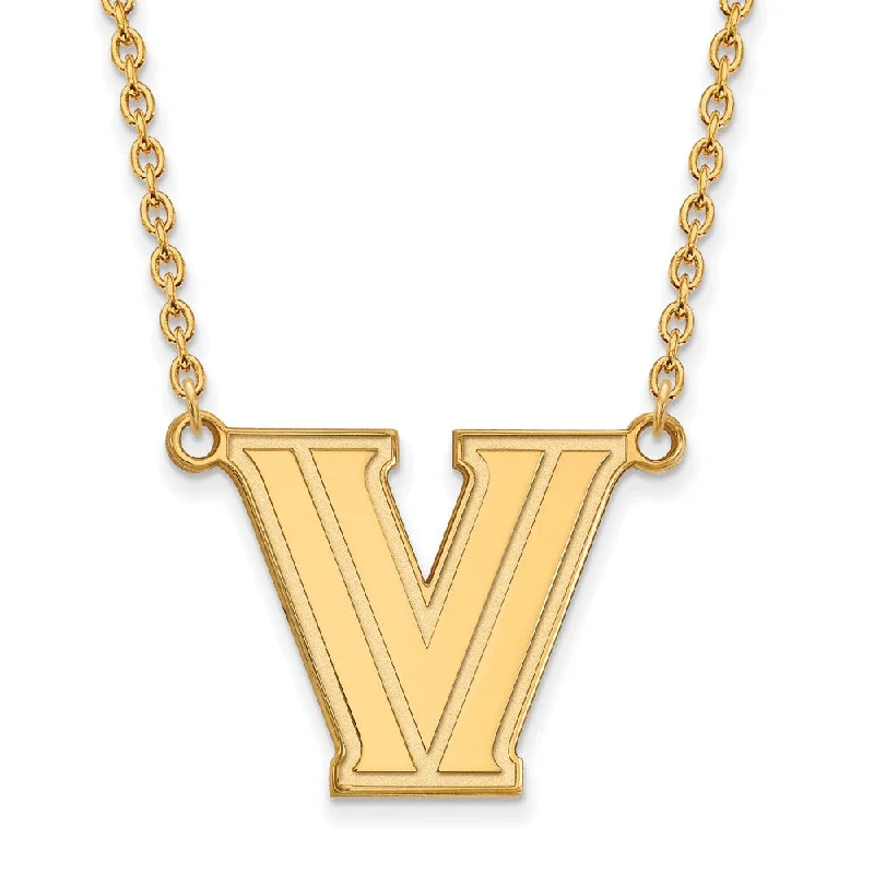 Chic Gold Necklace for Fashionistas-14k Gold Plated Silver Villanova U Large Pendant Necklace