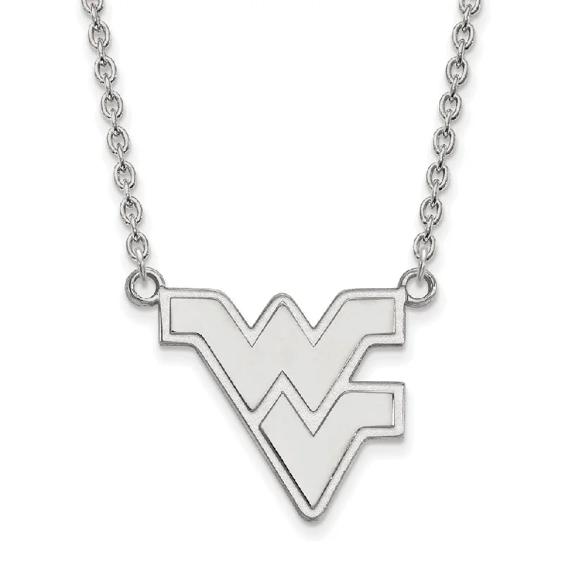 Simple Gold Necklace for Daily Wear-14k White Gold West Virginia U Large 'WV' Pendant Necklace