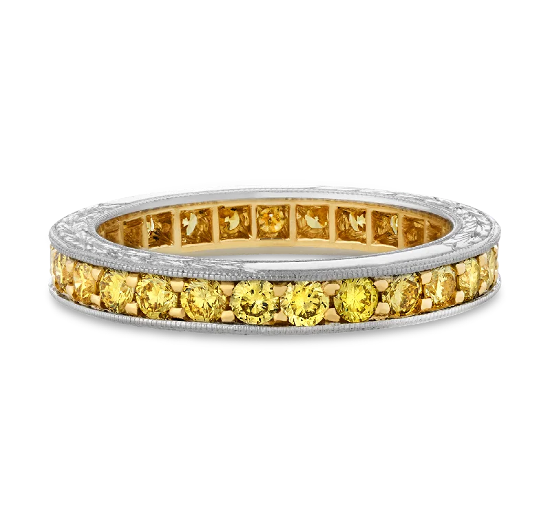 Customizable Gemstone Ring for Women-Raymond Yard Yellow Diamond Eternity Ring, 1.18 Carats