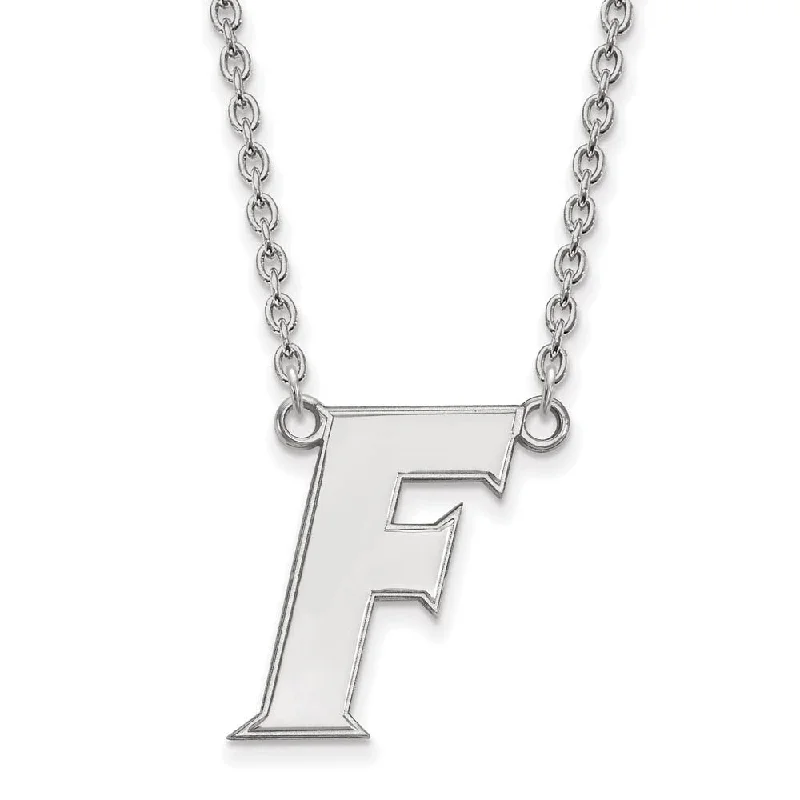 Chunky Gold Necklace for Bold Look-10k White Gold U of Florida Large Initial F Pendant Necklace