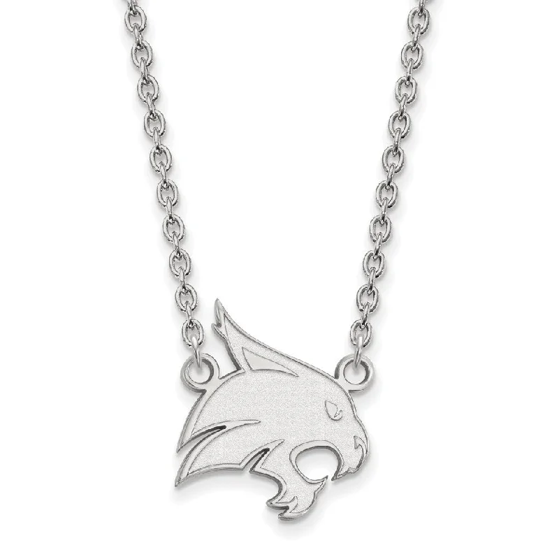 Sterling Silver Necklace for Formal Wear-Sterling Silver Texas State Large Mascot Pendant Necklace