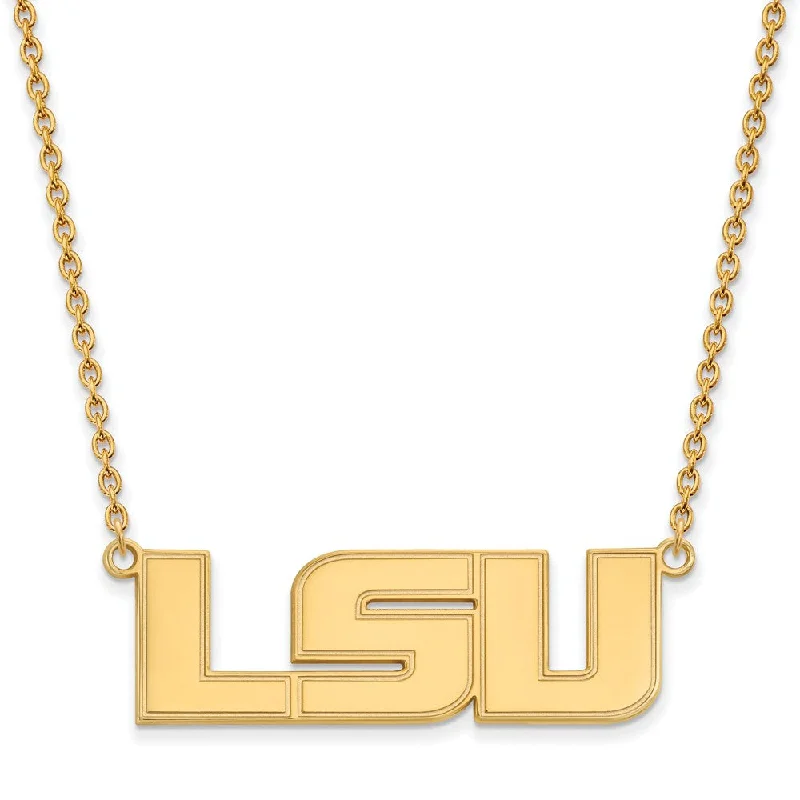 Trendy Gemstone Necklace-10k Yellow Gold Louisiana State Large 'LSU' Pendant Necklace