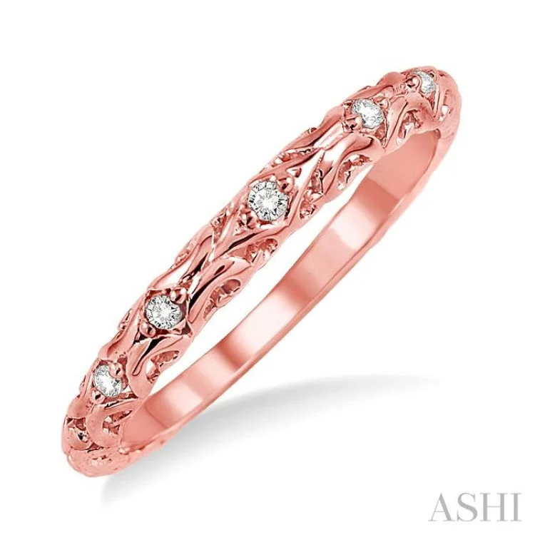 Beautiful Sapphire Ring for Women-1/20 Ctw Round Cut Diamond Wedding Band in 14K Rose Gold