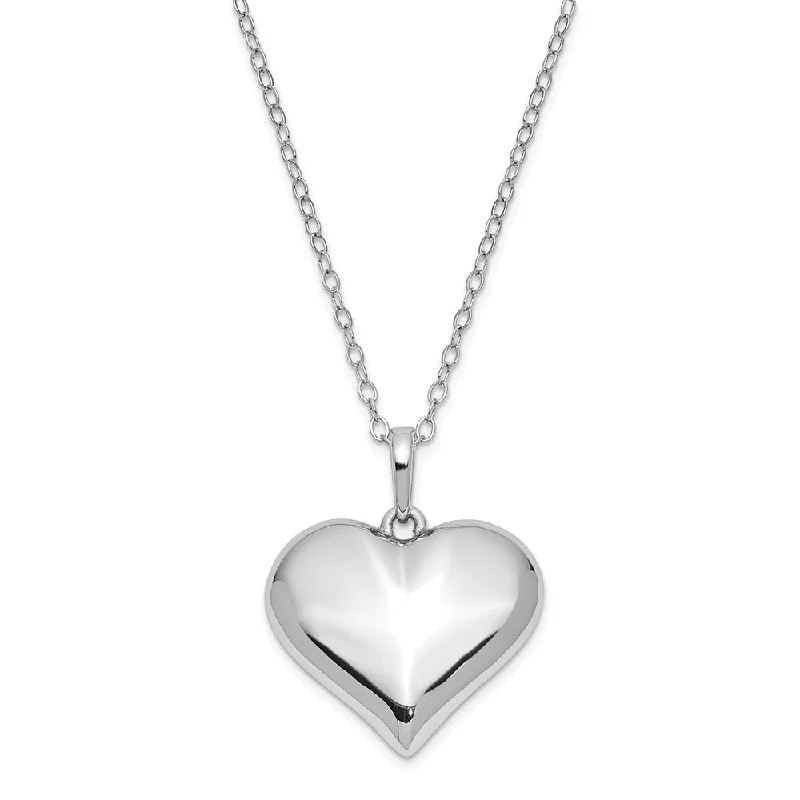 Classic Silver Necklace for Everyday Wear-Sterling Silver Without You Polished Heart Ash Holder Necklace, 18in