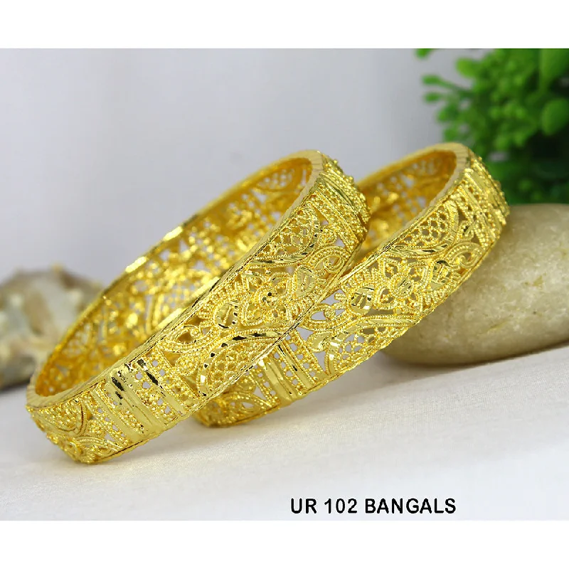 Traditional Gold Bangles for Weddings-Mahavir Gold Plated Bangles Set