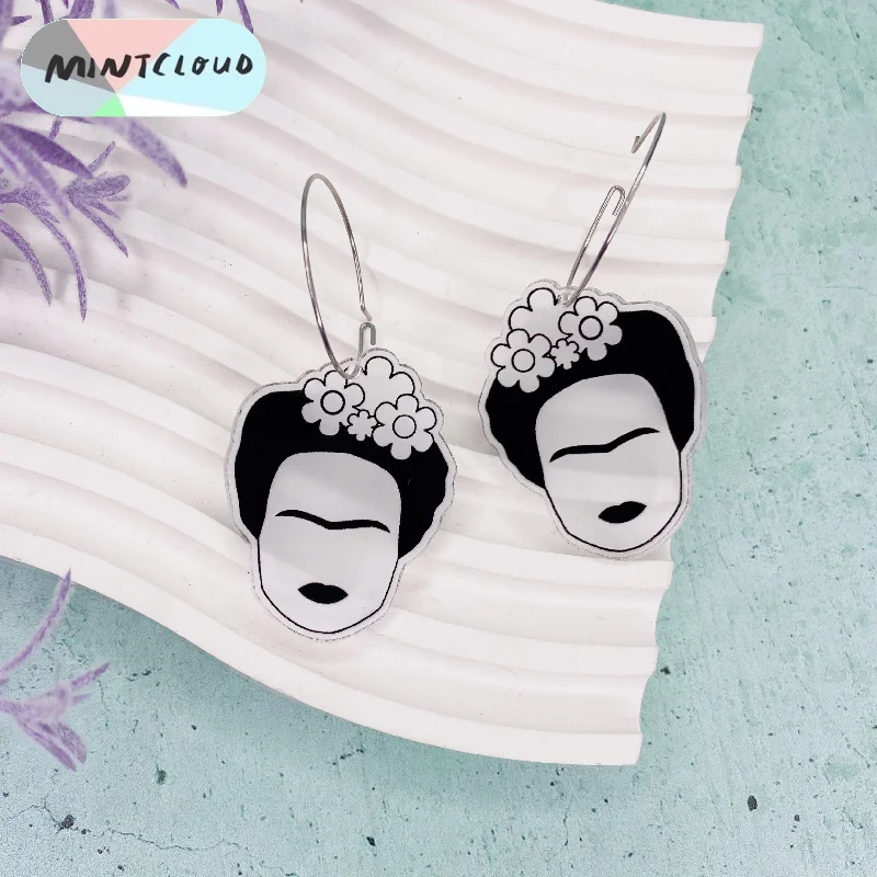 Colorful Tassel Earrings-Mintcloud Dangles -  Black & White Frida