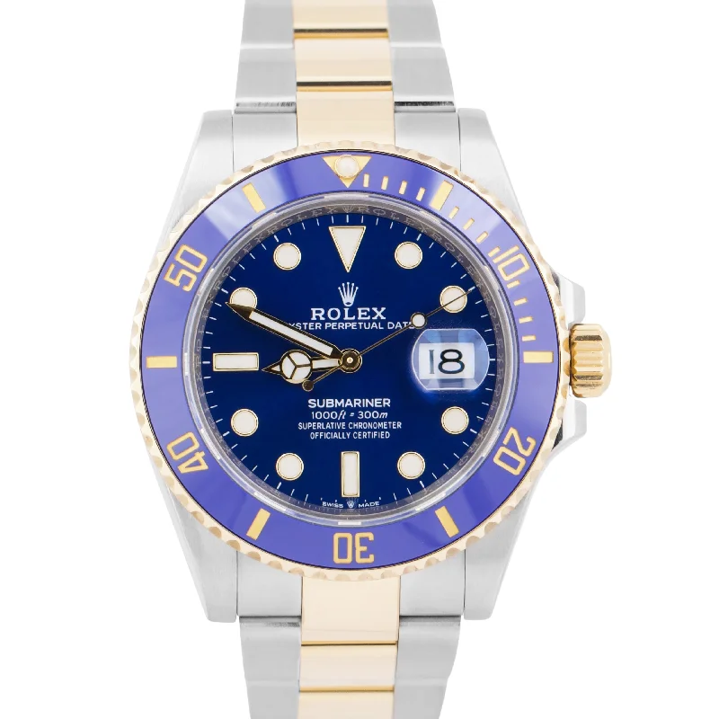 Water-Resistant Watches for Men and Women-MINT 2020 PAPERS Rolex Submariner Date 41mm BLUE Two-Tone 18K Gold 126613 LB BOX