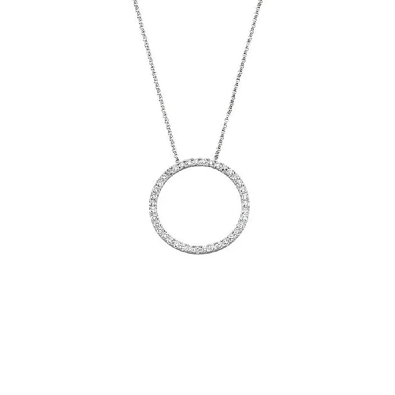 Beautiful Necklace for Evening Party-26mm 1 Cttw Diamond Circle Necklace in 14k White Gold, 18 Inch