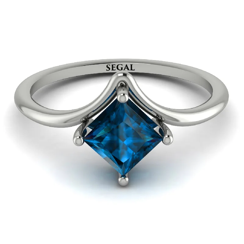 Multi-Gemstone Ring for Fashion Style-Minimalist Princess Cut Blue Topaz Engagement Rings - Harmony No. 503