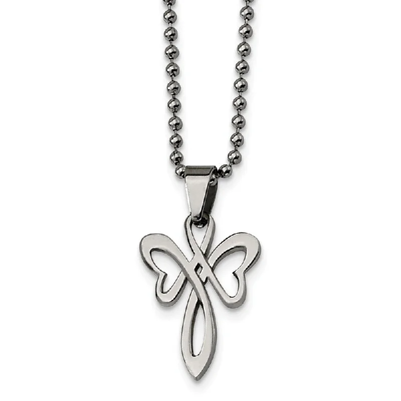 Classic Silver Necklace for Everyday Wear-Stainless Steel Heart Cross Necklace