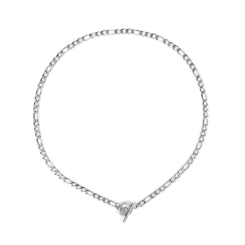 Elegant Silver Necklace for Formal Occasions-Figaro Silver Necklace