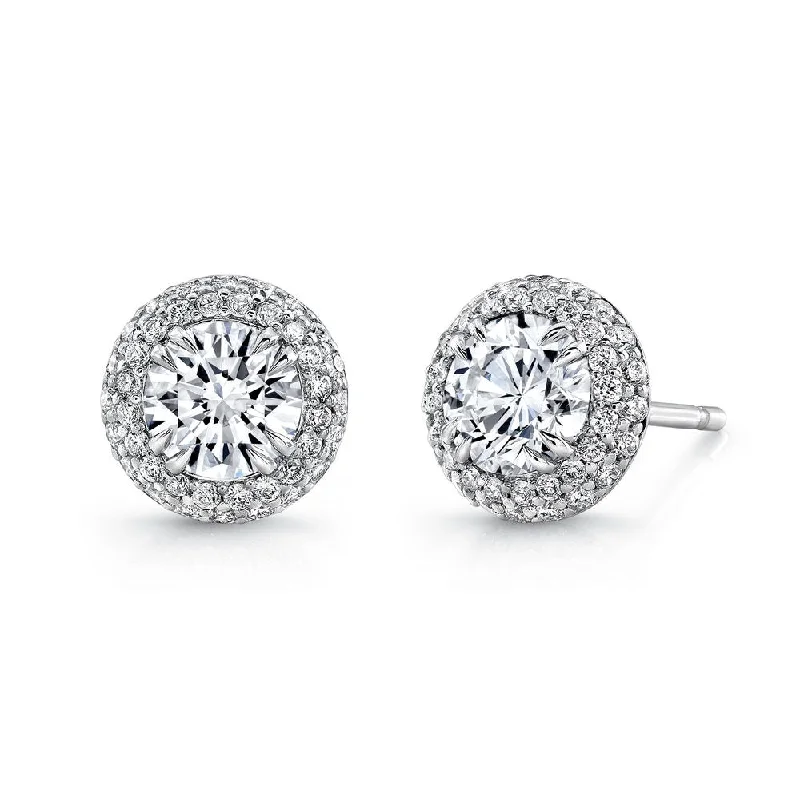 Fashion Forward Earrings for Teen Girls-Uneek Signature Collection Double-Halo Round Stud Earrings