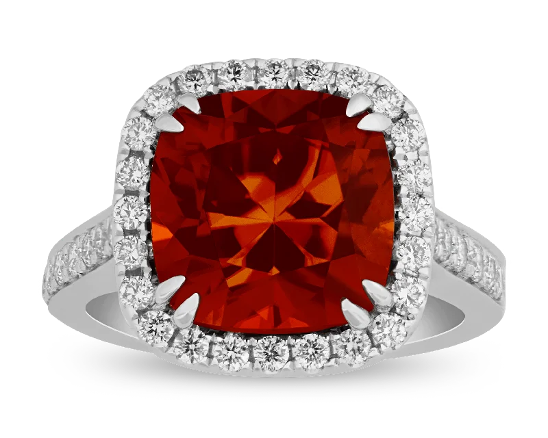 Luxury Ring for Anniversary Gifts-Red Zircon Ring, 9.54 Carats