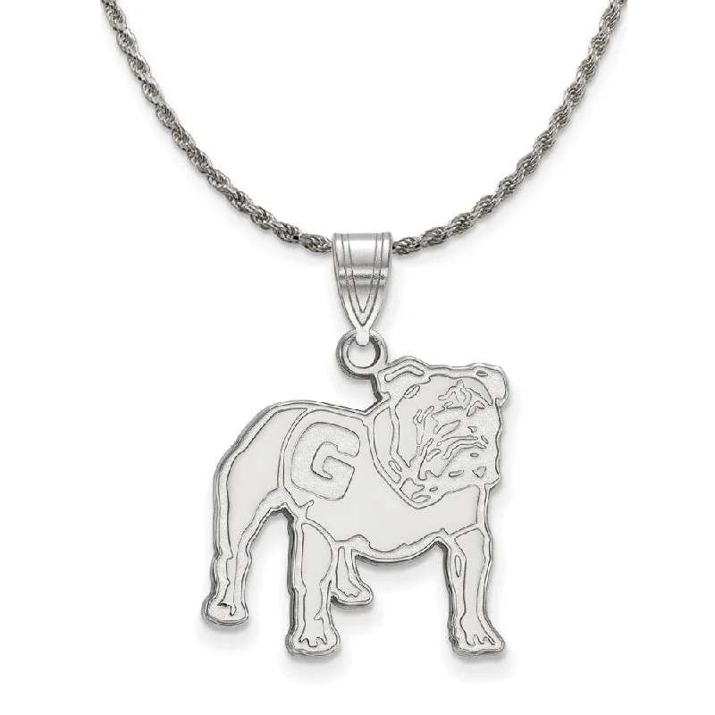 Rose Gold Necklace for Women-Sterling Silver U. of Georgia Bulldogs Large Logo Necklace