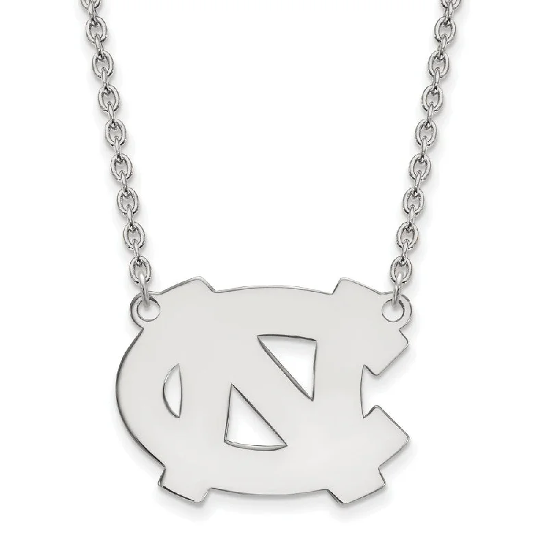 Bold Chunky Necklace for Bold Fashion-Sterling Silver North Carolina Large 'NC' Pendant Necklace