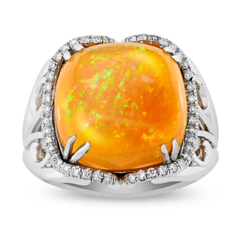 Fashionable Stackable Rings for Women-Ethiopian Opal Ring, 11.54 Carats